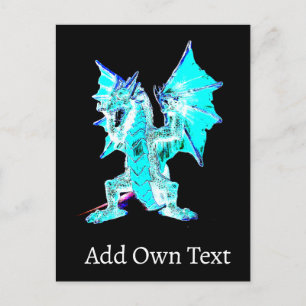 Fantasy Aqua Blue Dragon Holiday Postcard