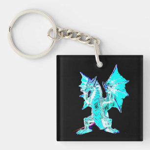 Fantasy Aqua Blue Dragon Key Ring