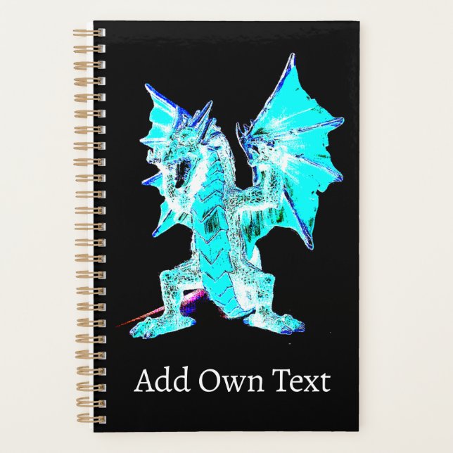 Fantasy Aqua Blue Dragon Planner (Front)