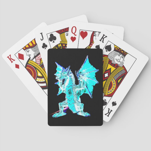 Fantasy Aqua Blue Dragon  Playing Cards (Back)