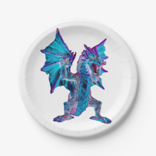 Fantasy Aqua Dragon Paper Plate