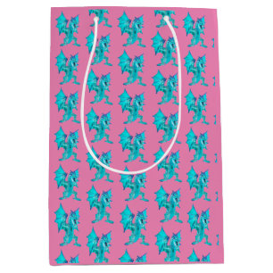 Fantasy Aqua Dragon Pink Medium Gift Bag