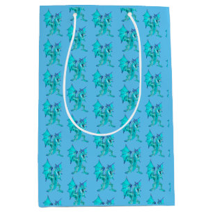 Fantasy Aqua Dragon Sky Blue Medium Gift Bag