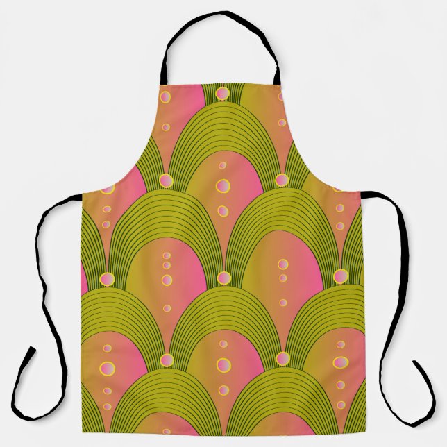 Fantasy Arcs Beads Pink Green Apron (Front)