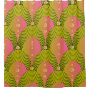 Fantasy Arcs Beads Pink Green Shower Curtain