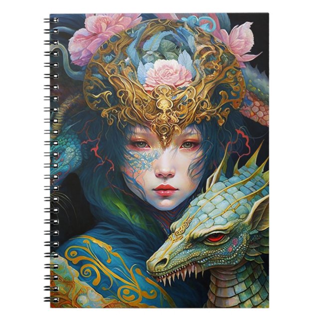 Fantasy Art Dragon Goddess Queen Notebook (Front)