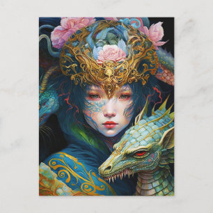 Fantasy Art Dragon Goddess Queen Postcard