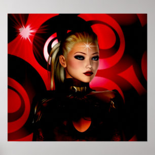 Fantasy Art Poster Red Venus Close-up