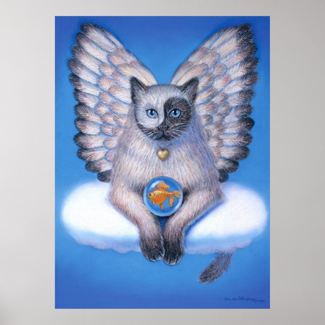 Fantasy Art Poster Yin Yang Cat Zen Buddha Angel (Front)