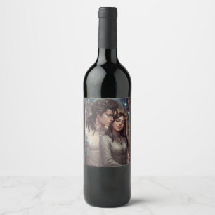 Fantasy Art Print - Intimate Embrace in Ancient Ru Wine Label