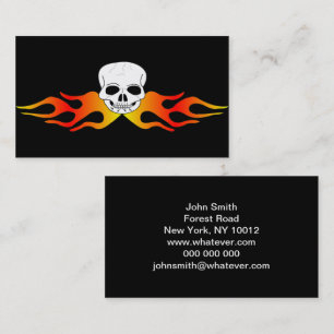 Fantasy Art Skull And Flames Business Card