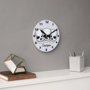 Fantasy Art Skull Design Personalised Round Clock