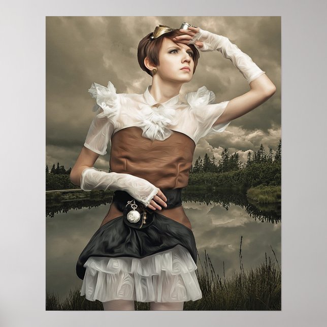 Fantasy Art Steampunk Woman Poster (Front)