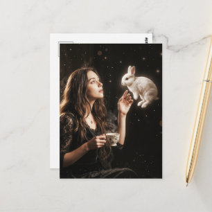 Fantasy Art Surreal Tea Time With White Rabbit Postcard