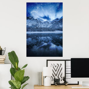 Fantasy at mountain lake poster