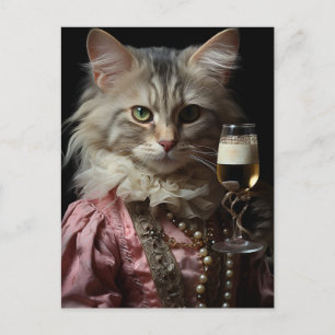 Fantasy Ballerina Cat Champagne Postcard