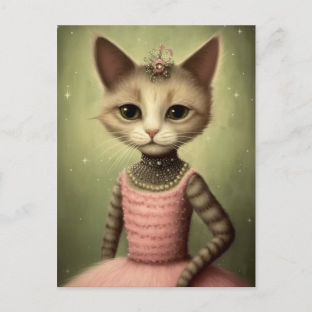 Fantasy Ballerina Cat Postcard (Front)