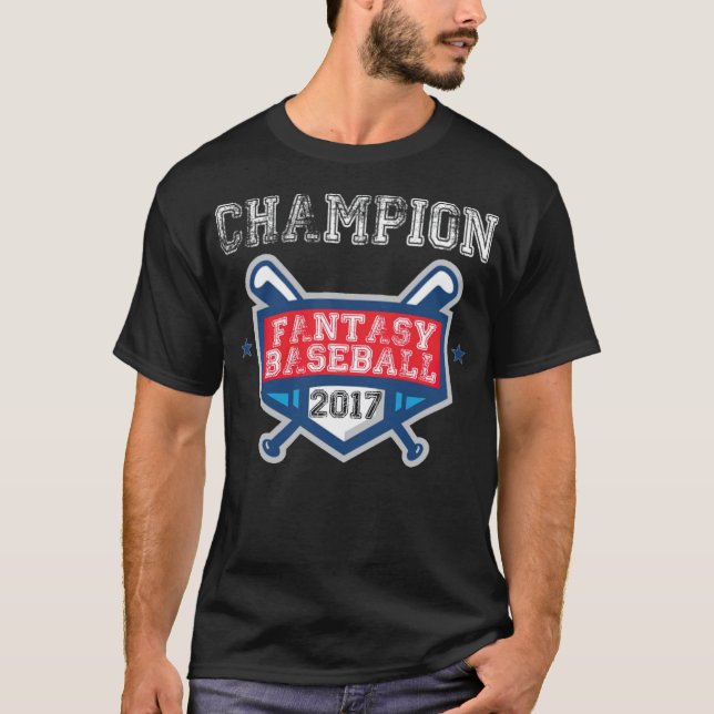 Fantasy Baseball Design Champion team baseball hea T-Shirt (Front)