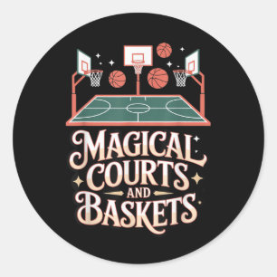 Fantasy Basketball Court Magic Draught Game Style  Classic Round Sticker