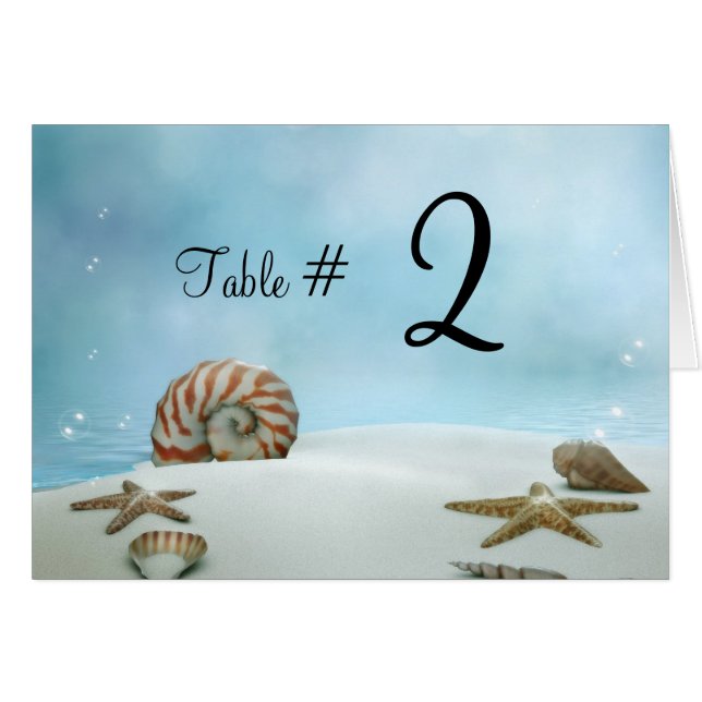 Fantasy Beach Custom Wedding Table Number (Front Horizontal)