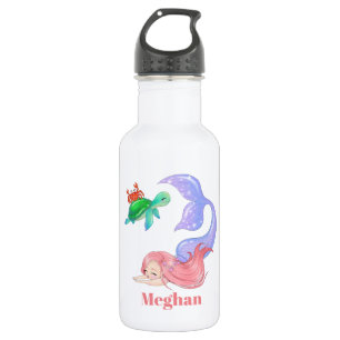 Fantasy beach mermaid add name sea turtle 532 ml water bottle