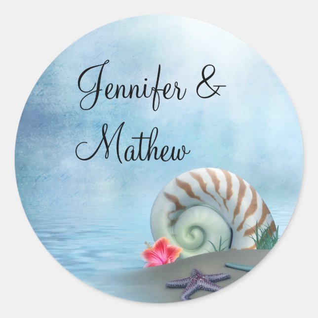 Fantasy Beach Wedding Envelope Sticker (Front)