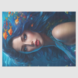 Fantasy Beautiful Blue Mermaid Decoupage Tissue Paper