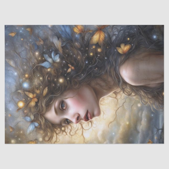 Fantasy Beautiful Butterfly Fairy Decoupage Tissue Paper (Front)