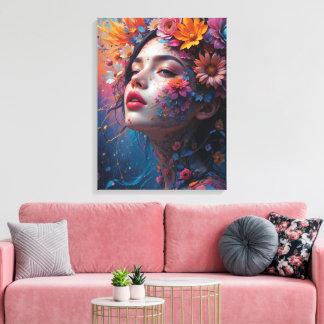 Fantasy Beautiful Colourful Flower Fairy Princess Canvas Print