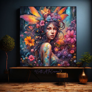 Fantasy Beautiful Colourful Flowers Fairy Princess Canvas Print