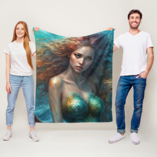 Fantasy Beautiful Mermaid Princess  Fleece Blanket