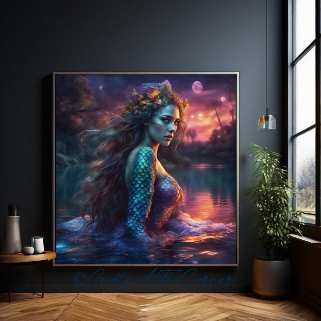 Fantasy Beautiful Princess Siren Mermaid On A Lake Canvas Print (Creator Uploaded)