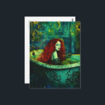Fantasy Beautiful Woman with Red Hair in a Tub  Postcard<br><div class="desc">A beautiful woman with red hair in a vintage tub fantasy AI generated art</div>