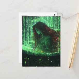 Fantasy Beautiful Woman with Red Hair in Tub  Postcard
