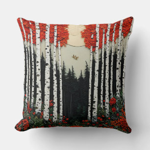 Fantasy birch forest cushion