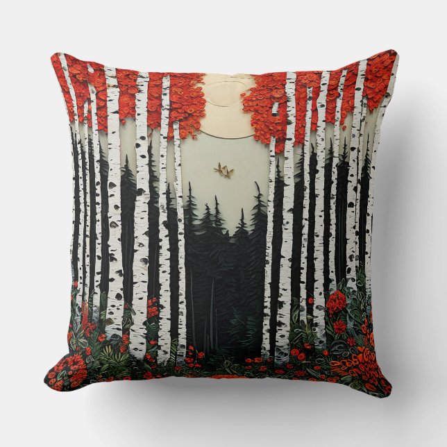 Fantasy birch forest cushion (Front)