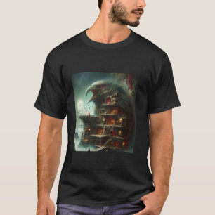 Fantasy Bird House Library T-Shirt
