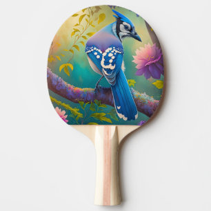 Fantasy Birds Blue Jay Ping Pong Paddle