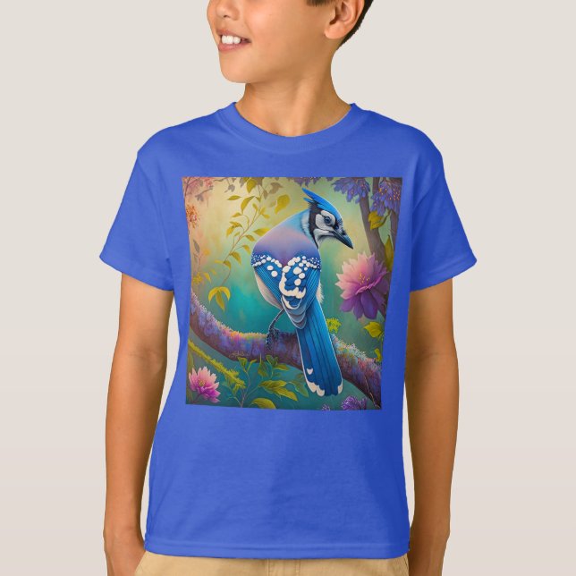 Fantasy Birds Blue Jay T-Shirt (Front)