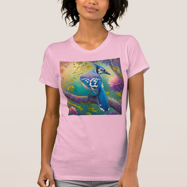 Fantasy Birds Blue Jay T-Shirt (Front)