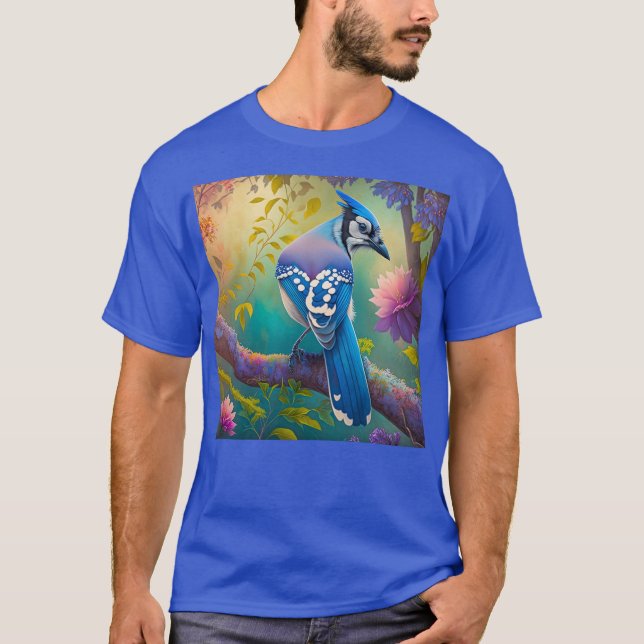 Fantasy Birds Blue Jay T-Shirt (Front)
