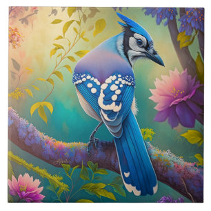 Fantasy Birds Blue Jay Tile