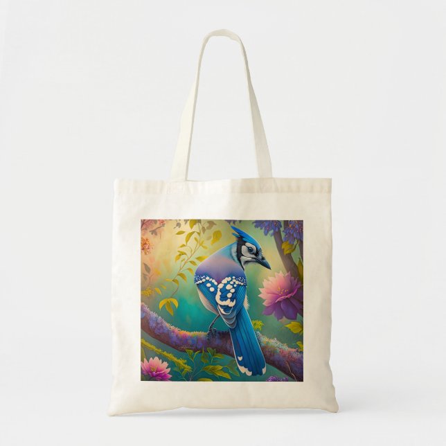Fantasy Birds Blue Jay Tote Bag (Front)