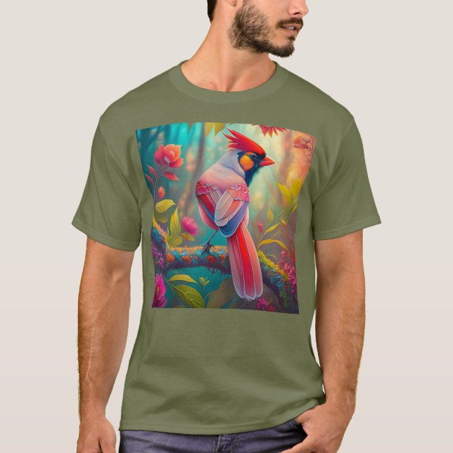 Fantasy Birds Male Cardinal T-Shirt (Front)