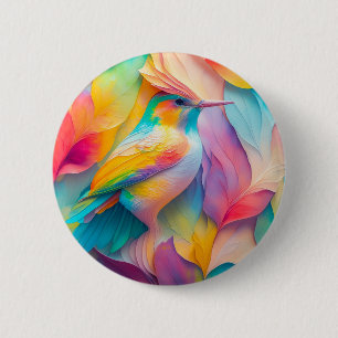Fantasy Birds Silk Bird 6 Cm Round Badge