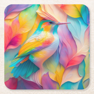 Fantasy Birds Silk Bird Square Paper Coaster