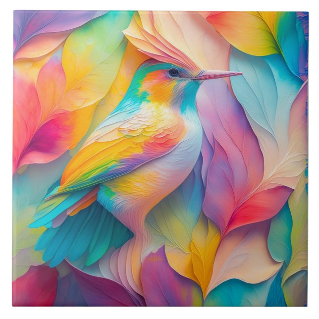 Fantasy Birds Silk Bird Tile (Front)