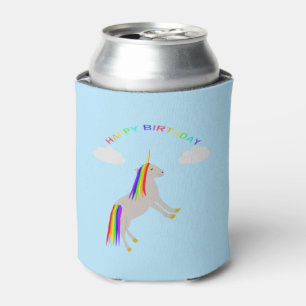Fantasy Birthday Unicorn Rainbow and Clouds Can Cooler