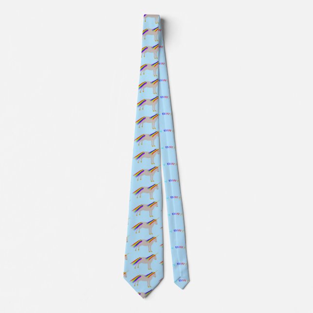Fantasy Birthday Unicorn Rainbow and Clouds Tie (Front)