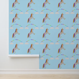 Fantasy Birthday Unicorn Rainbow and Clouds Wallpaper